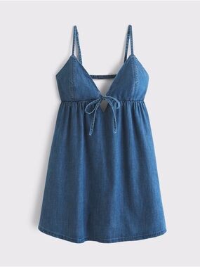 A&F Bra-Free Tie-Front Chambray Skort